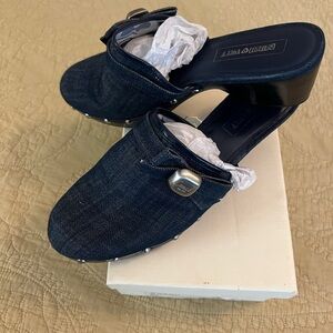 Coach Dark Blue Denim Mules/Clogs Size 11 in box